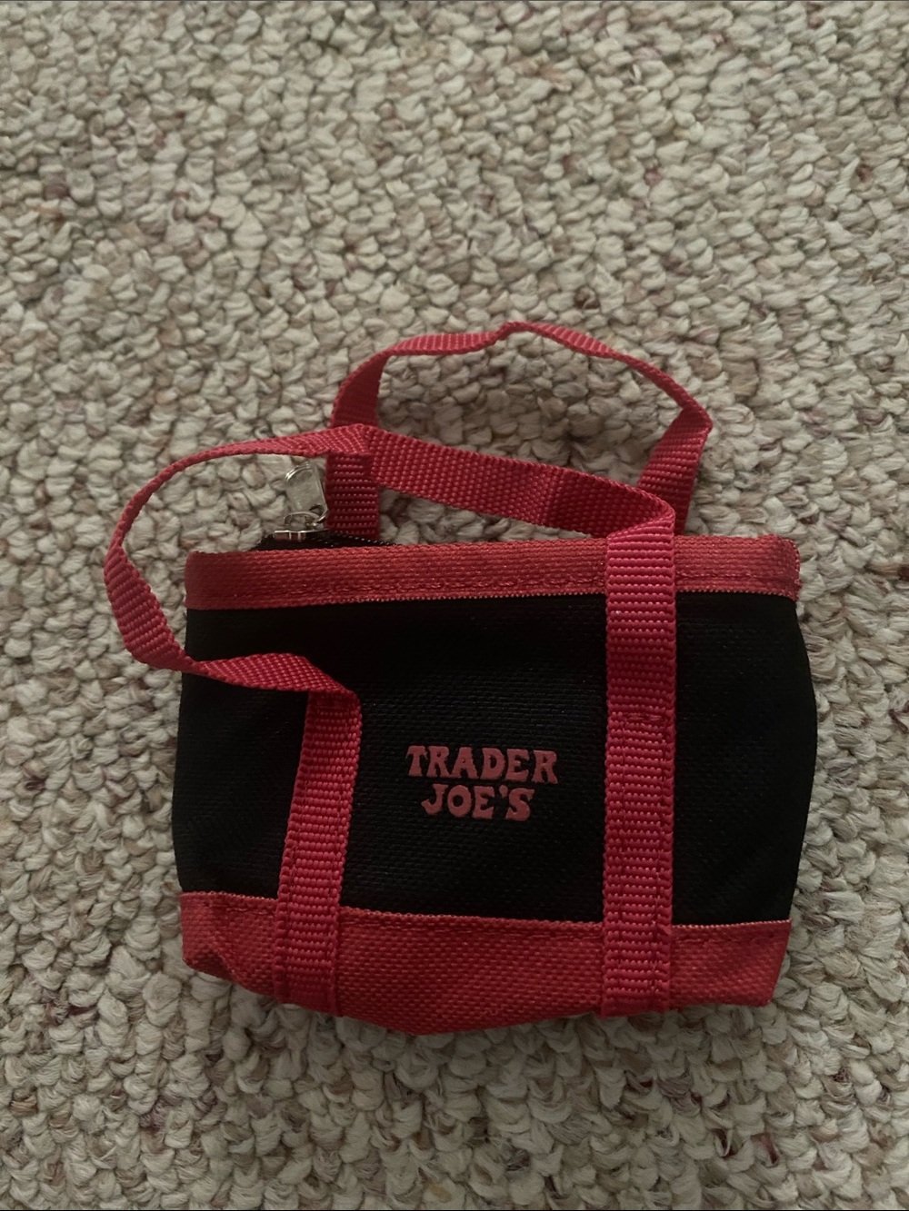 Trader Joe's Black & Red Mini Zip Tote Bag